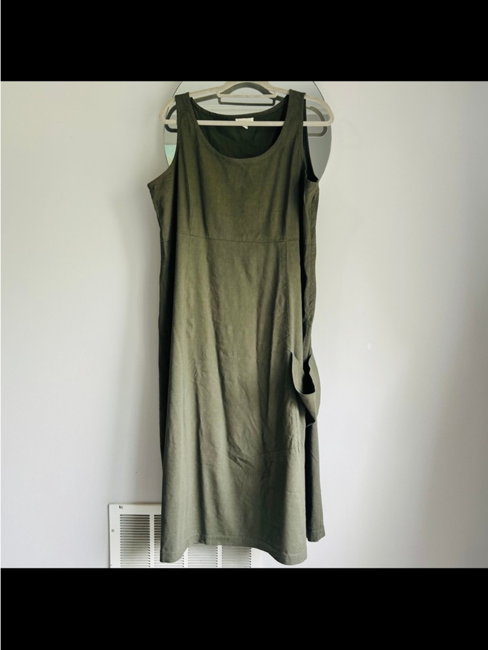 Eileen Fisher One Pocket Sleeveless Olive Green Midi Dress-XL